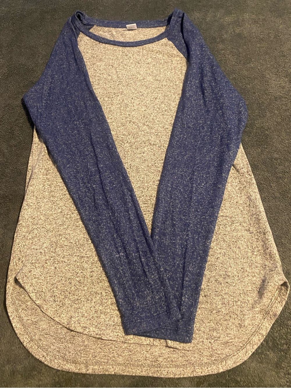 Old Navy Two-Tone Scoop Neck Raglan Sweater - Blue and Heather Gray